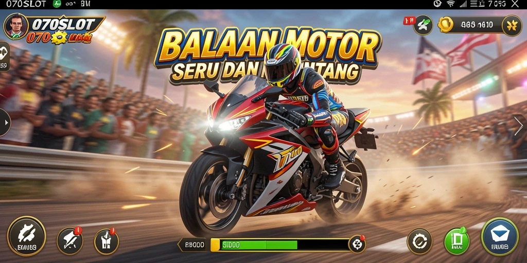 Screenshot gameplay balapan motor yang seru di 070SLOT.
