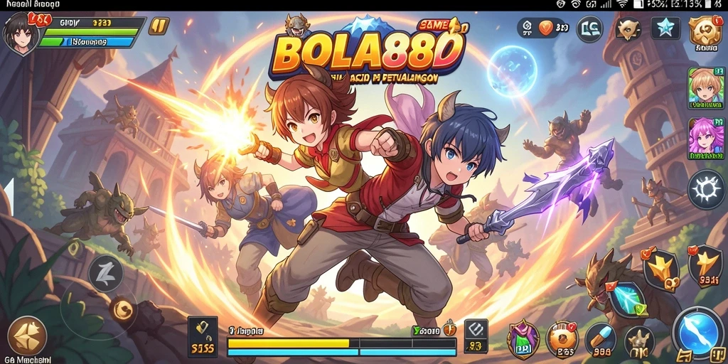 Tampilan gameplay BOLA88 yang memukau dengan karakter anime menarik.