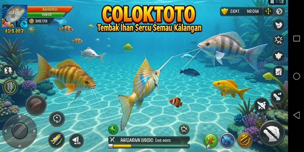 Screenshot gameplay COLOKTOTO yang menampilkan momen menembak ikan.