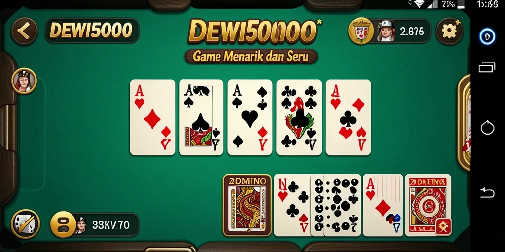 Screenshot gameplay DEWI5000 menampilkan aksi seru dalam permainan Domino.