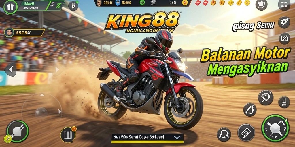 Screenshot KING88 menampilkan aksi balapan motor yang seru.