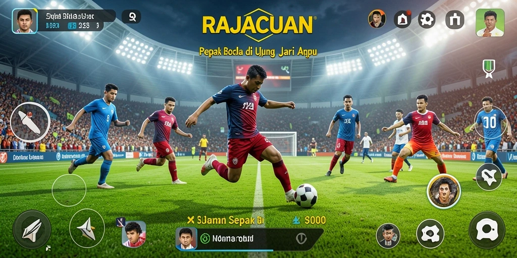 Tampilan menakjubkan dari gameplay sepak bola RAJACUAN.