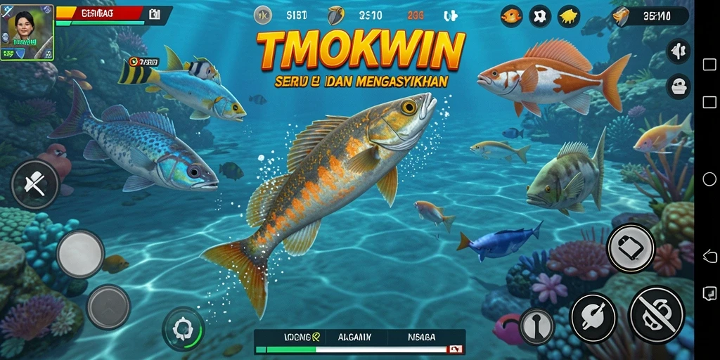 Gameplay seru dari TMOKWIN saat menembak ikan di laut.