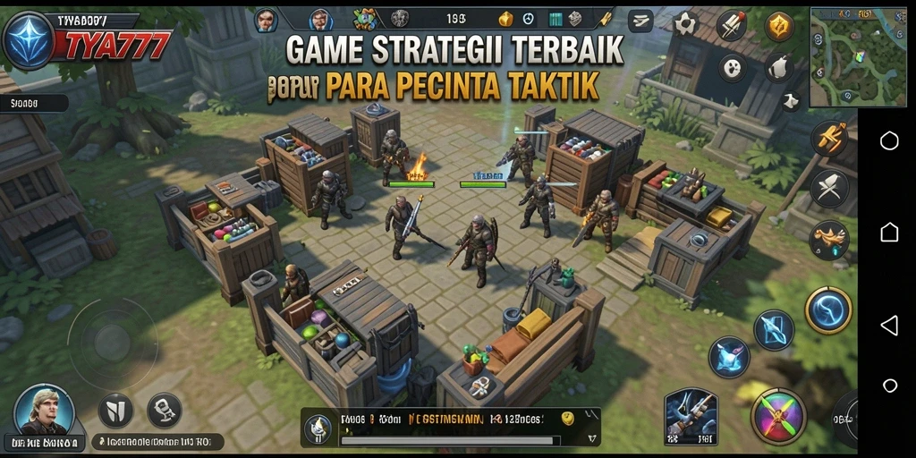 Screenshot utama dari gameplay TYA777 menampilkan pertempuran strategi yang intens.